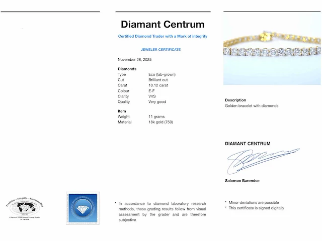 Gouden tennisarmband 10 ct diamant - afbeelding 7 van  7