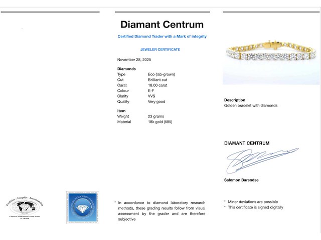Gouden tennisarmband 18 carat briljant diamanten - afbeelding 3 van  6