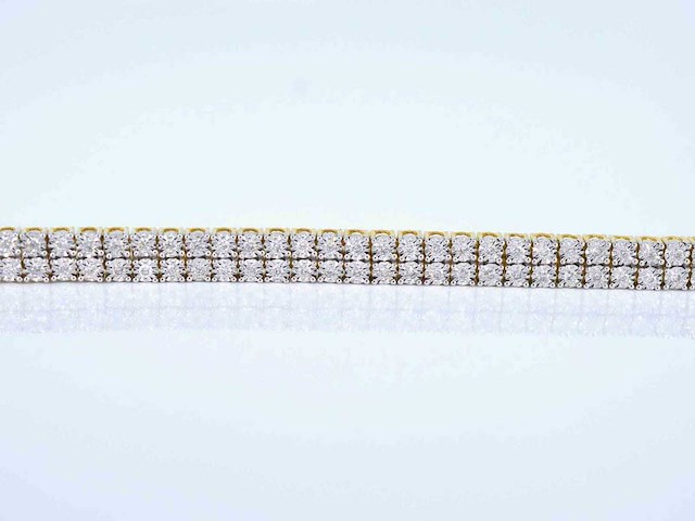 Gouden tennisarmband 2 rijen diamanten 1.50 carat - afbeelding 4 van  7