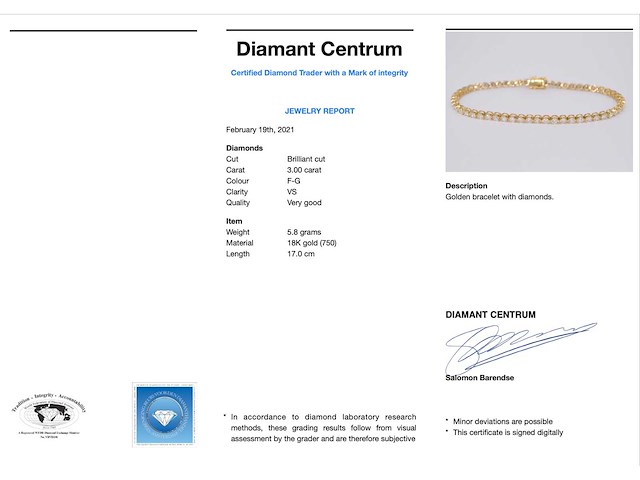Gouden tennisarmband 3.00 carat diamanten - afbeelding 3 van  7