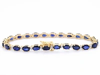 Gouden tennisarmband diamant saffier - afbeelding 3 van  8
