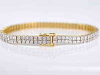 Gouden tennisarmband met 2 rijen diamanten 1.50 carat - afbeelding 1 van  6
