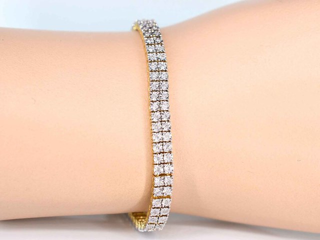 Gouden tennisarmband met 2 rijen diamanten 1.50 carat - afbeelding 2 van  6