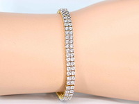 Gouden tennisarmband met 2 rijen diamanten 1.50 carat - afbeelding 2 van  6