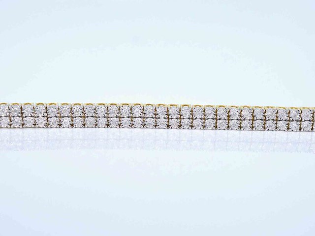 Gouden tennisarmband met 2 rijen diamanten 1.50 carat - afbeelding 3 van  6