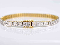 Gouden tennisarmband met 2 rijen natuurlijke diamanten 1.50 carat - afbeelding 1 van  8