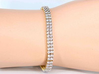 Gouden tennisarmband met 2 rijen natuurlijke diamanten 1.50 carat - afbeelding 2 van  8