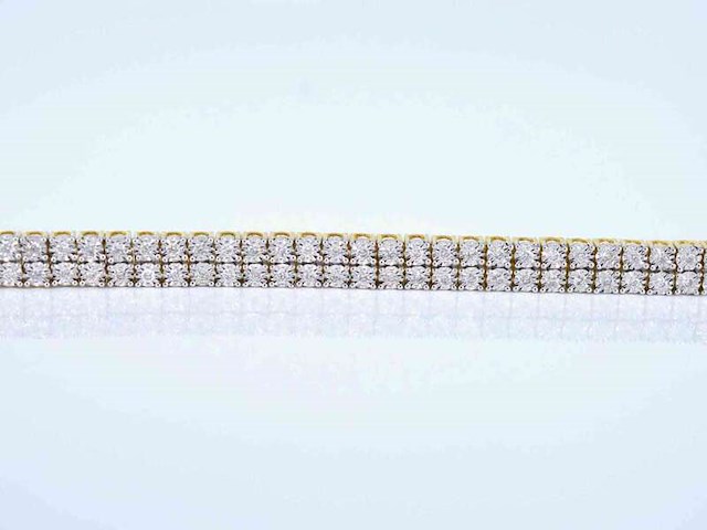 Gouden tennisarmband met 2 rijen natuurlijke diamanten 1.50 carat - afbeelding 3 van  8
