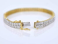 Gouden tennisarmband met 2 rijen natuurlijke diamanten 1.50 carat - afbeelding 5 van  8