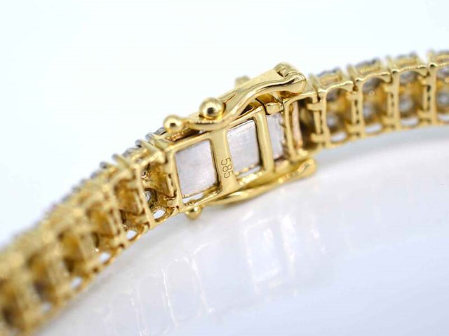 Gouden tennisarmband met 2 rijen natuurlijke diamanten 1.50 carat - afbeelding 6 van  8