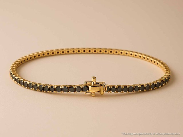 Gouden tennisarmband met 2.80 carat aan zwarte diamanten (enhanced) - afbeelding 11 van  11