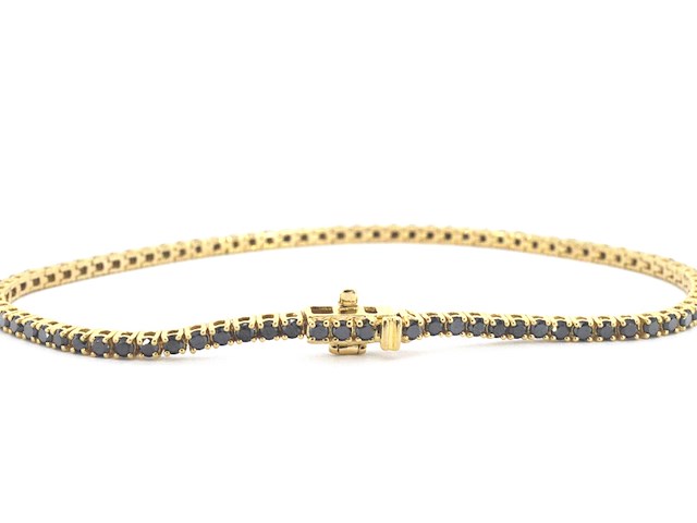Gouden tennisarmband met 2.80 carat aan zwarte diamanten (enhanced) - afbeelding 10 van  11