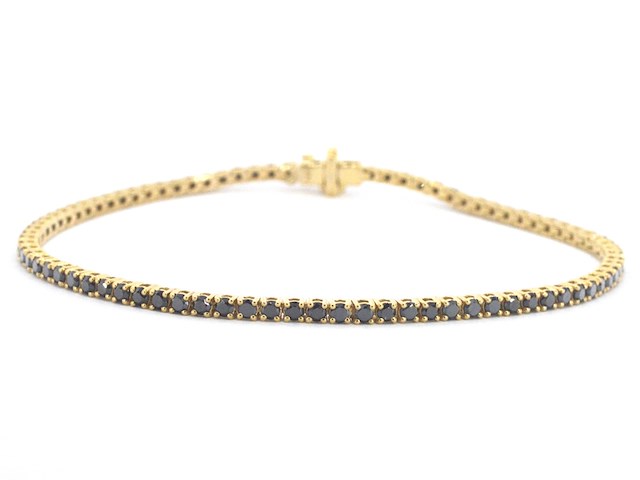 Gouden tennisarmband met 2.80 carat aan zwarte diamanten - afbeelding 1 van  11