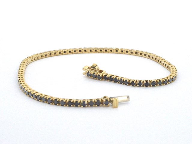 Gouden tennisarmband met 2.80 carat aan zwarte diamanten - afbeelding 5 van  11