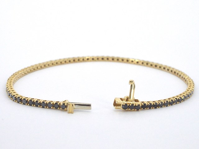 Gouden tennisarmband met 2.80 carat aan zwarte diamanten - afbeelding 6 van  11
