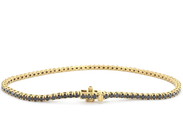 Gouden tennisarmband met 2.80 carat aan zwarte diamanten - afbeelding 7 van  11