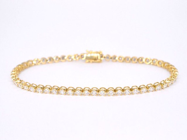 Gouden tennisarmband met 3.00 carat diamanten - afbeelding 1 van  6
