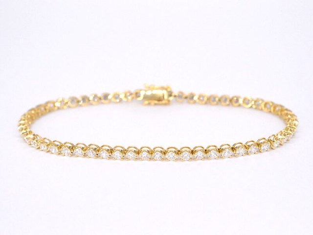Gouden tennisarmband met 3.00 carat natuurlijke diamanten - afbeelding 1 van  8