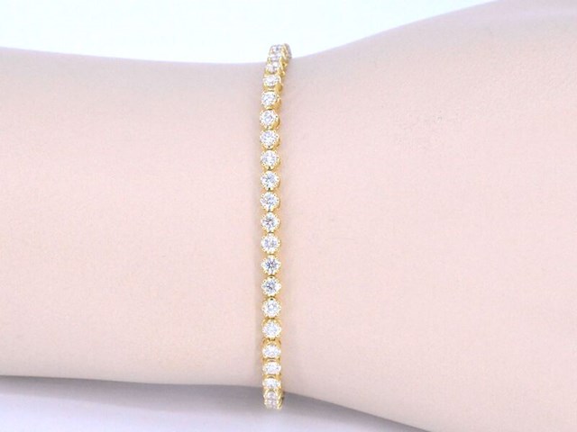 Gouden tennisarmband met 3.00 carat natuurlijke diamanten - afbeelding 2 van  8