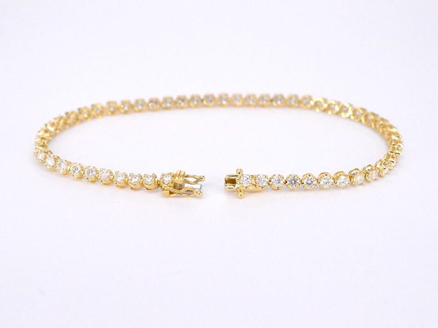 Gouden tennisarmband met 3.00 carat natuurlijke diamanten - afbeelding 4 van  8