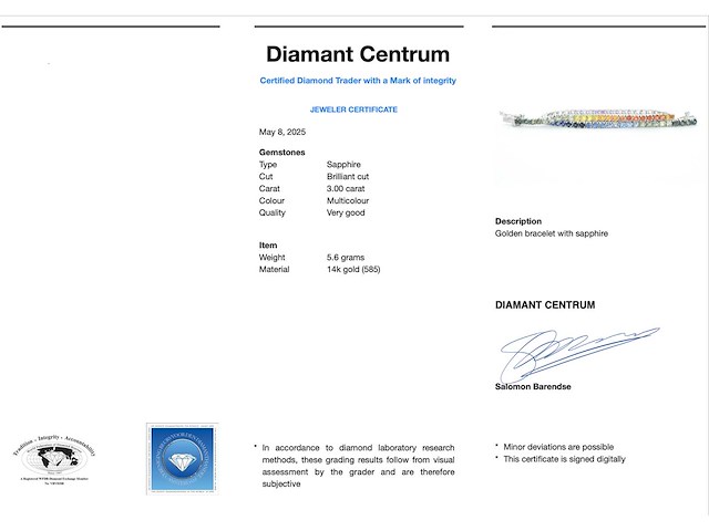 Gouden tennisarmband met 3.00 carat saffieren - afbeelding 3 van  9