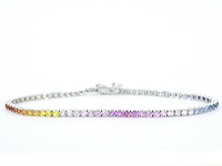 Gouden tennisarmband met 3.00 carat saffieren - afbeelding 4 van  9