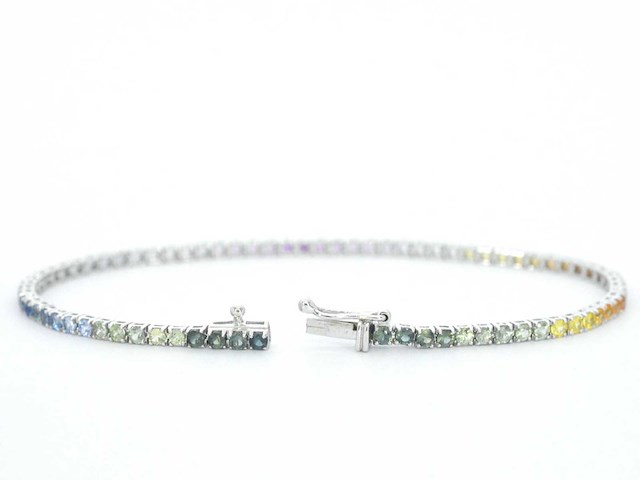 Gouden tennisarmband met 3.00 carat saffieren - afbeelding 6 van  9