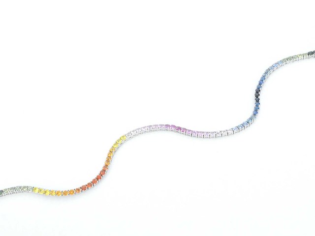 Gouden tennisarmband met 3.00 carat saffieren - afbeelding 8 van  9