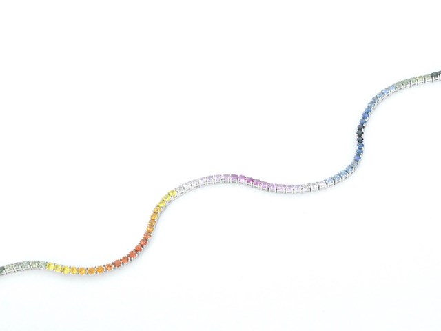 Gouden tennisarmband met 3.00 carat saffieren - afbeelding 8 van  10