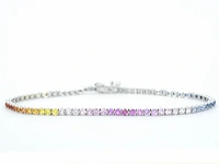 Gouden tennisarmband met 3.00 carat saffieren - afbeelding 4 van  10