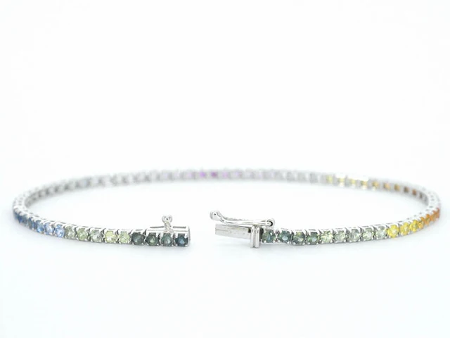 Gouden tennisarmband met 3.00 carat saffieren - afbeelding 6 van  10