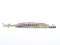 Gouden tennisarmband met 3.60 carat saffieren - afbeelding 1 van  10