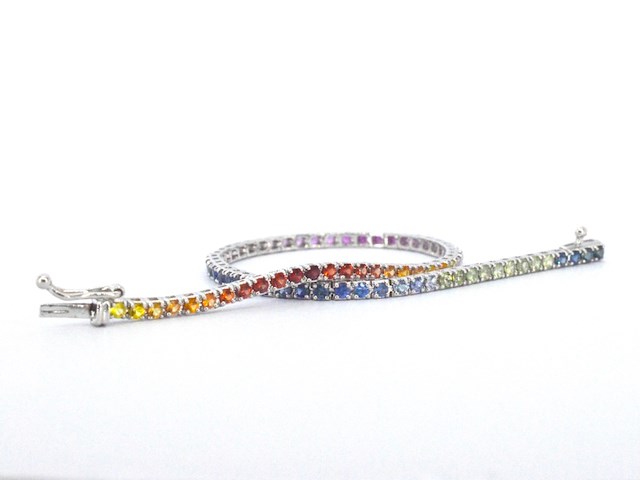 Gouden tennisarmband met 3.60 carat saffieren - afbeelding 9 van  10