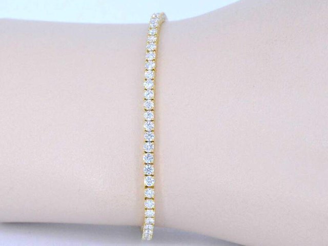Gouden tennisarmband met 4.00 carat natuurlijke diamanten - afbeelding 2 van  8