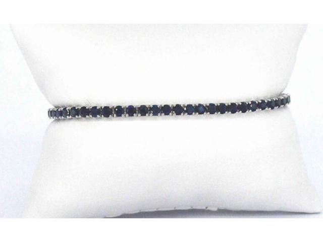 Gouden tennisarmband met 7.00ct aan blauwe saffieren - afbeelding 1 van  4