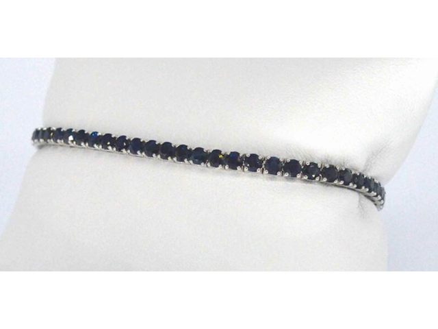 Gouden tennisarmband met 7.00ct aan blauwe saffieren - afbeelding 2 van  4