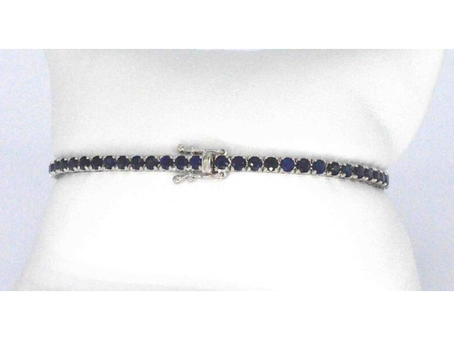 Gouden tennisarmband met 7.00ct aan blauwe saffieren - afbeelding 3 van  4