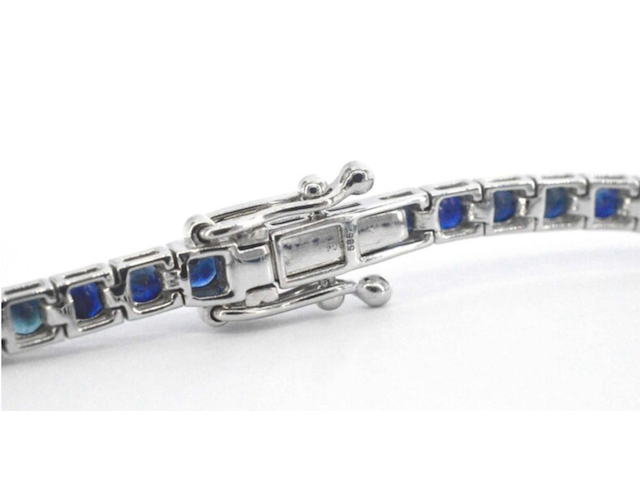 Gouden tennisarmband met 7.00ct aan blauwe saffieren - afbeelding 4 van  4