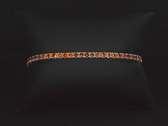 Gouden tennisarmband met 8.00 carat aan oranje saffieren - afbeelding 3 van  5
