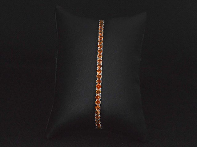 Gouden tennisarmband met 8.00 carat aan oranje saffieren - afbeelding 4 van  5