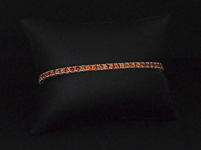 Gouden tennisarmband met 8.00 carat aan oranje saffieren - afbeelding 5 van  5