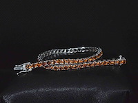 Gouden tennisarmband met 8.00 carat aan oranje saffieren - afbeelding 1 van  10