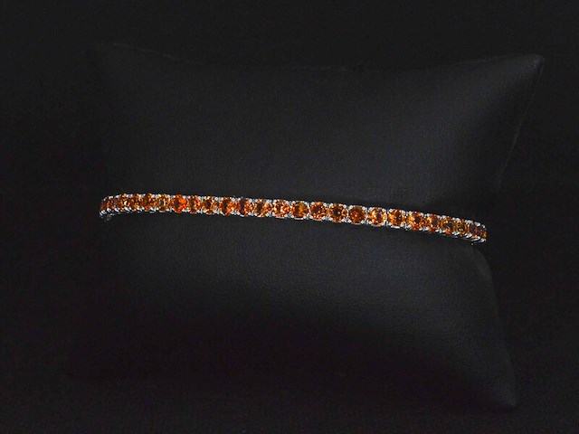 Gouden tennisarmband met 8.00 carat aan oranje saffieren - afbeelding 4 van  10