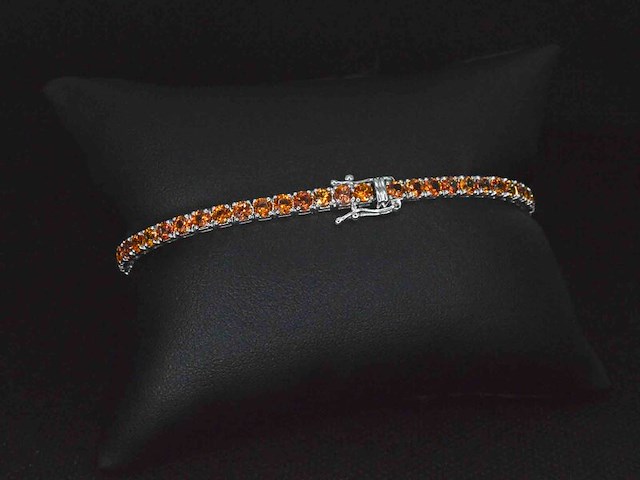 Gouden tennisarmband met 8.00 carat aan oranje saffieren - afbeelding 5 van  10