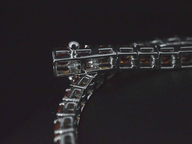 Gouden tennisarmband met 8.00 carat aan oranje saffieren - afbeelding 7 van  10