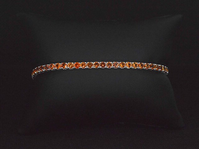 Gouden tennisarmband met 8.00 carat aan oranje saffieren - afbeelding 6 van  10