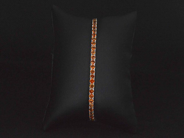 Gouden tennisarmband met 8.00 carat aan oranje saffieren - afbeelding 8 van  10