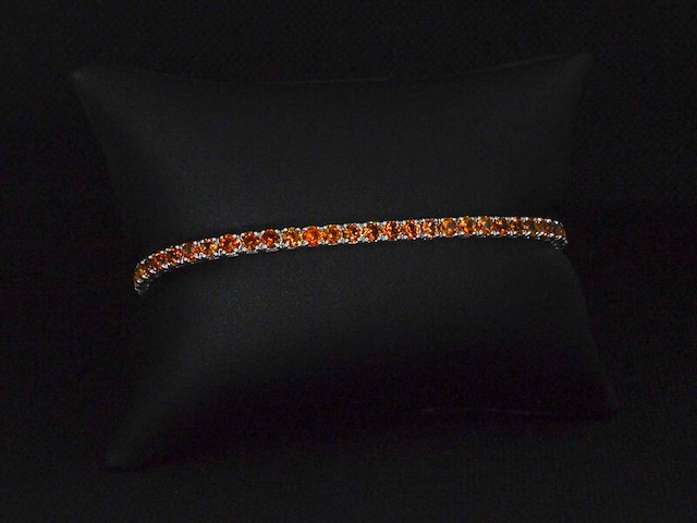 Gouden tennisarmband met 8.00 carat aan oranje saffieren - afbeelding 9 van  10