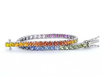 Gouden tennisarmband met 8.50 carat saffieren - afbeelding 1 van  9