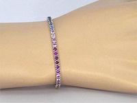 Gouden tennisarmband met 8.50 carat saffieren - afbeelding 2 van  9